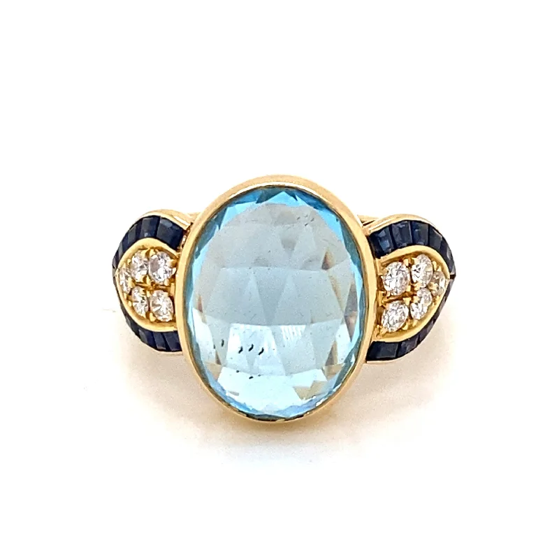 Ladies rings for calm charm -Illario Diamond Sapphire Topaz Cocktail Ring