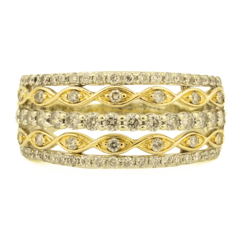 Ladies rings for online vibes -1.01ctw Round Diamond Lady's Fashion Band Ring in 14K Two Tone Gold - Size 9.25