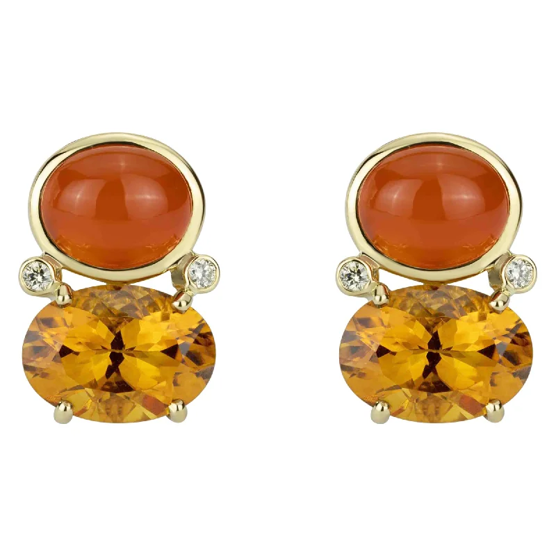 Ladies earrings for builder charm -Earrings - Citrine , Cornellian And Diamond