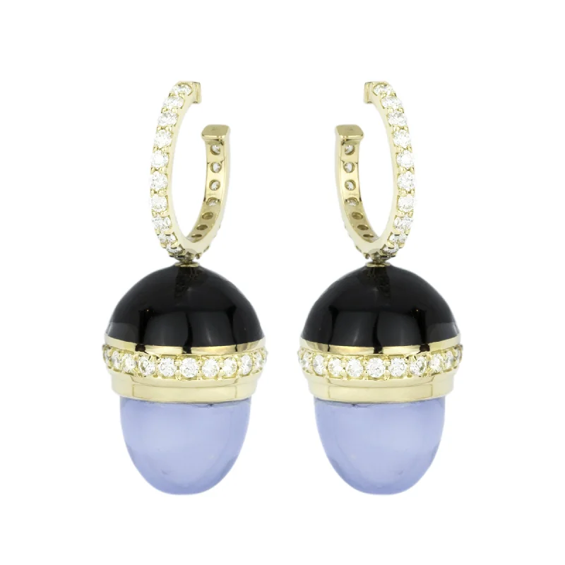 Ladies earrings weathered shine -Earrings - Chalcedony And Diamond (Enamel)