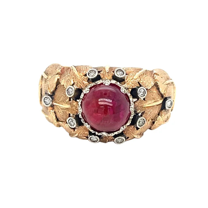 Ladies rings for evening sparkle -Mario Buccellati Ruby Diamond Gold Ring