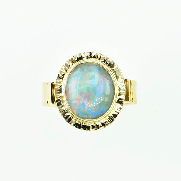 Ladies rings for peak vibes -Semi-Black Opal Ring