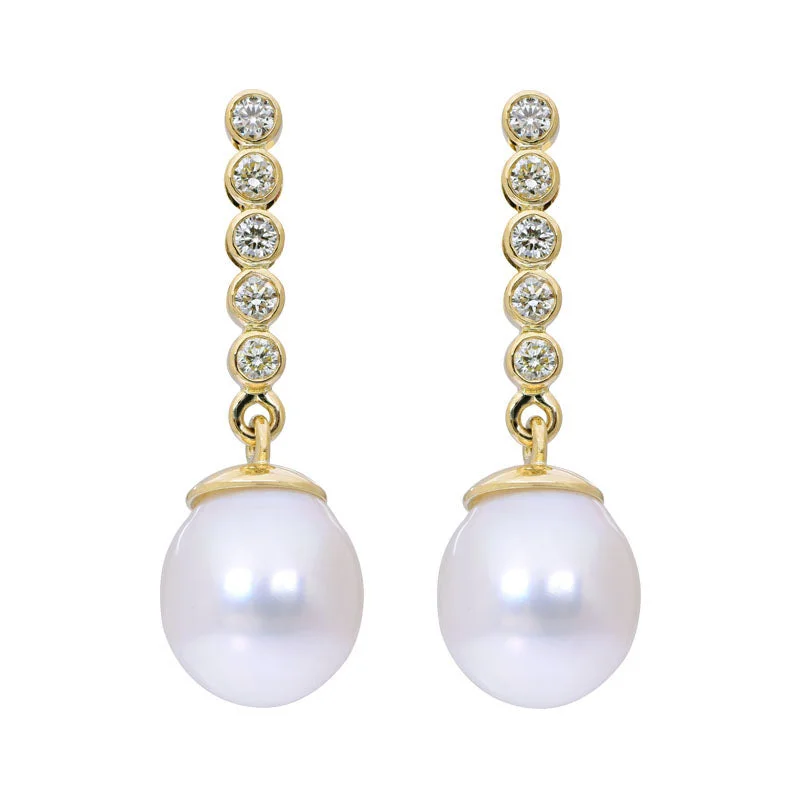 Ladies earrings dainty shine -Earrings- South Sea Pearl and Diamond