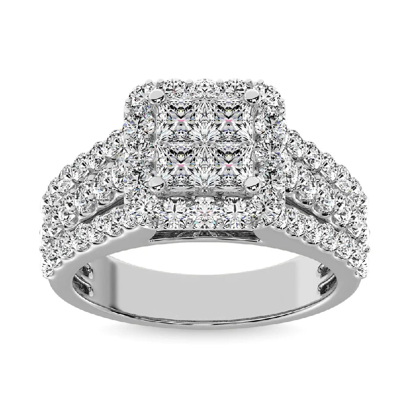 Ladies engagement rings with scale settings -14K White Gold 3 Ct.Tw.Diamond Engagement Ring