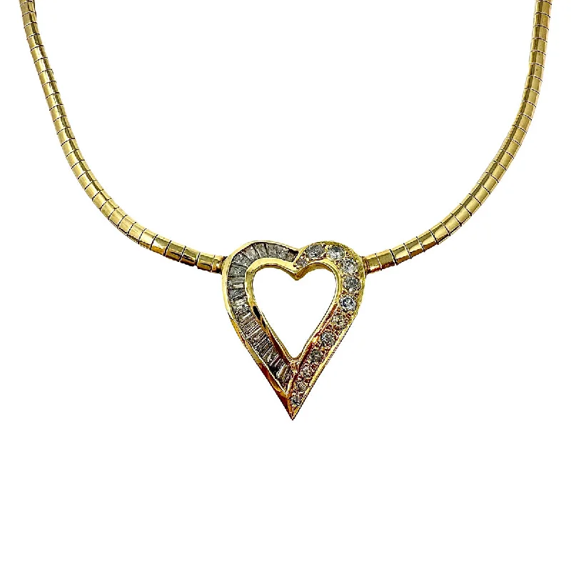 ladies-flower-layered-necklaces-14K Gold Necklace Diamond Heart Necklace