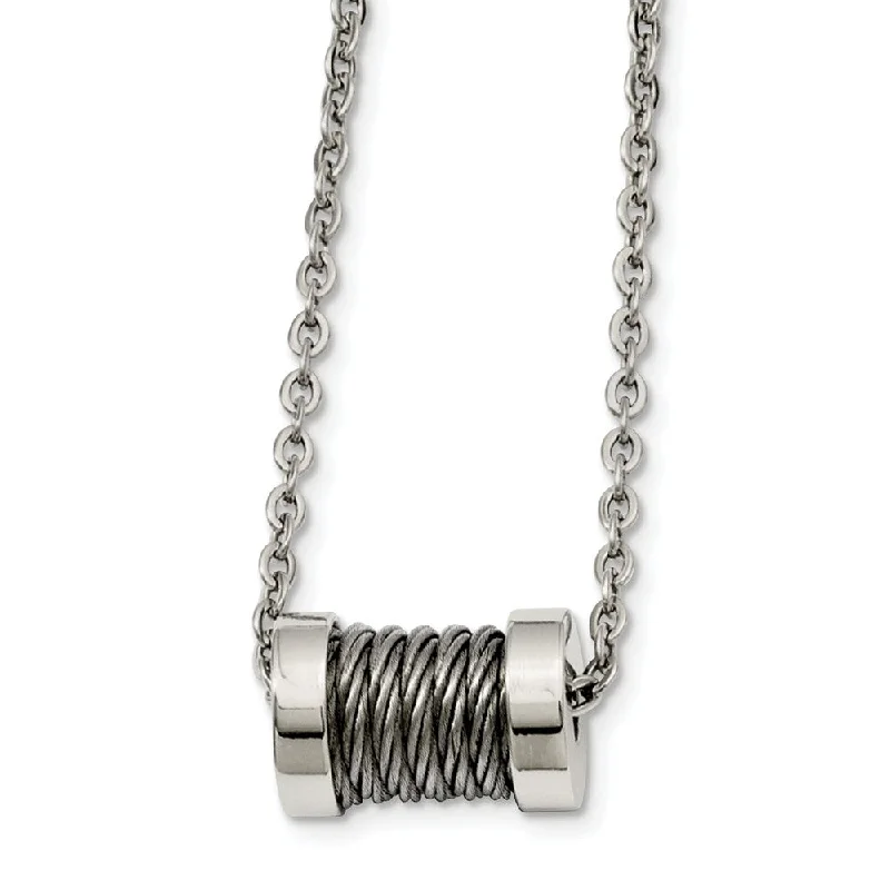 ladies-infinity-lariat-necklaces-Stainless Steel Wire Barrel Necklace 24 Inch