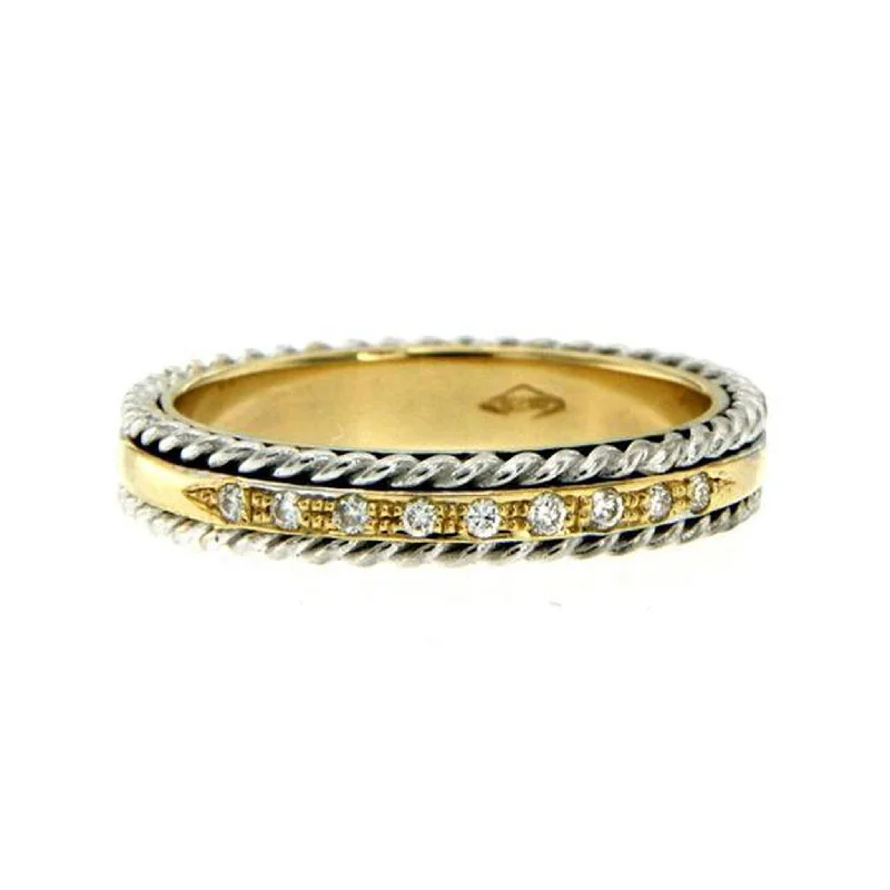 Ladies rings timeless elegance -Rope Design Diamond Gold Band Ring