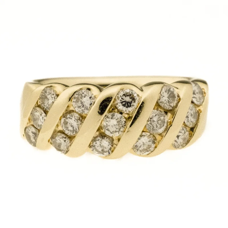 Ladies rings polished brilliance -1.05ctw Diamond Accented Fashion Ring in 14K Yellow Gold - Size 6.5