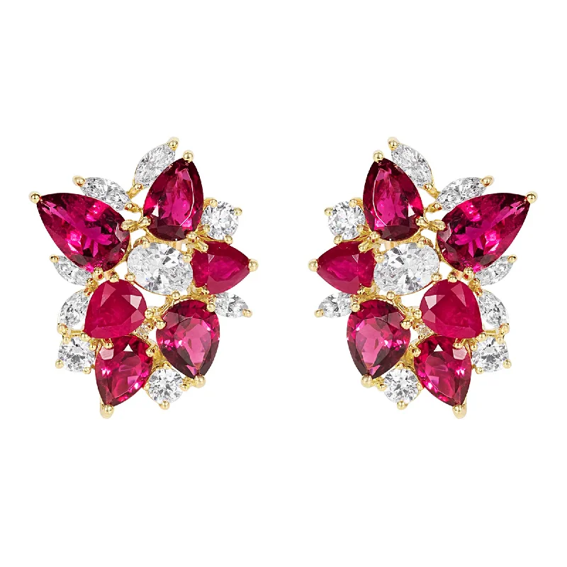 Ladies earrings for legal charm -Earrings - Ruby, Rubellite, Crystal and Diamond