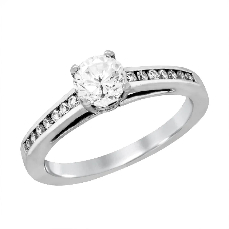 Ladies engagement rings for roam unions -WHITE GOLD ENGAGEMENT RING SETTING WITH CHANNEL SIDE DIAMONDS, .14 CT TW