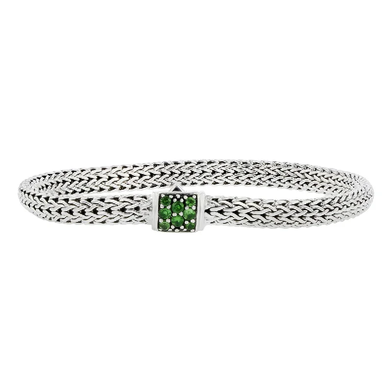 ladies-gemstone-woven-cord-bracelets-John Hardy Classic Chain Bracelet with Tsavorite