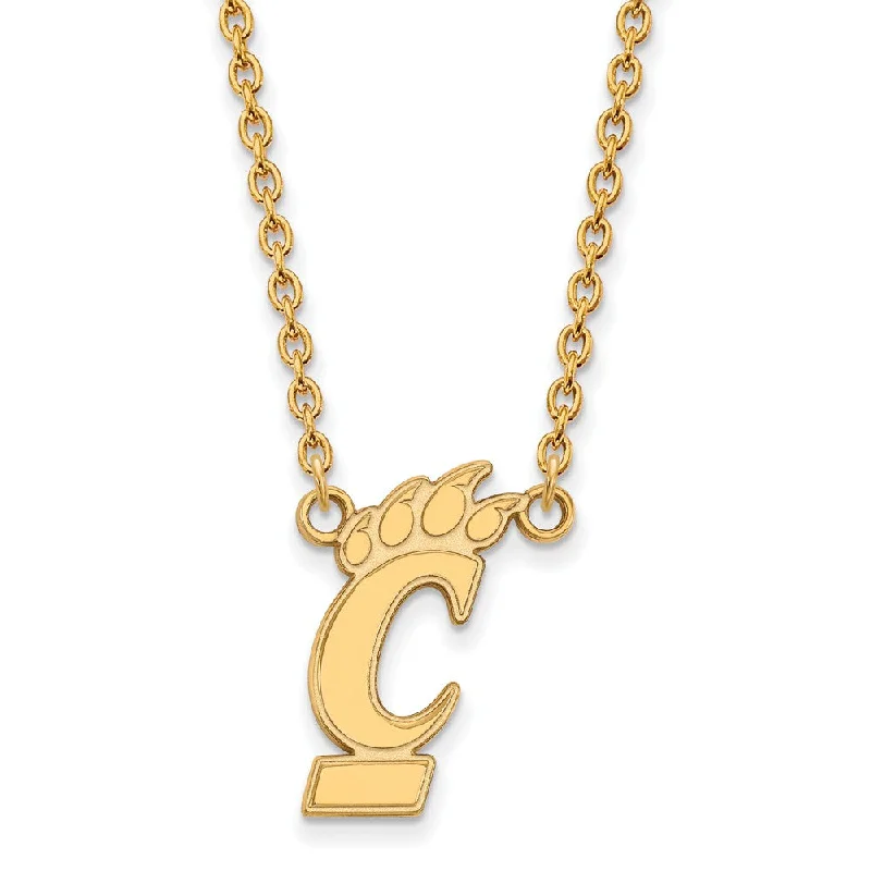 ladies-minimalist-diamond-necklaces-14k Gold Plated Silver U of Cincinnati Large Pendant Necklace