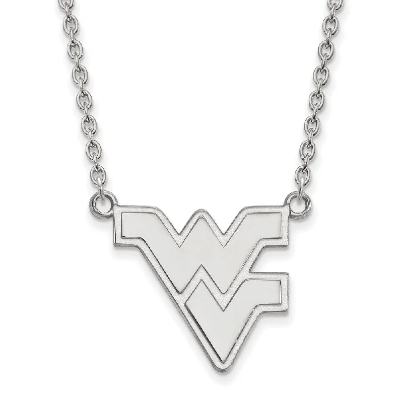 ladies-crystal-pendant-necklaces-14k White Gold West Virginia U Large 'WV' Pendant Necklace