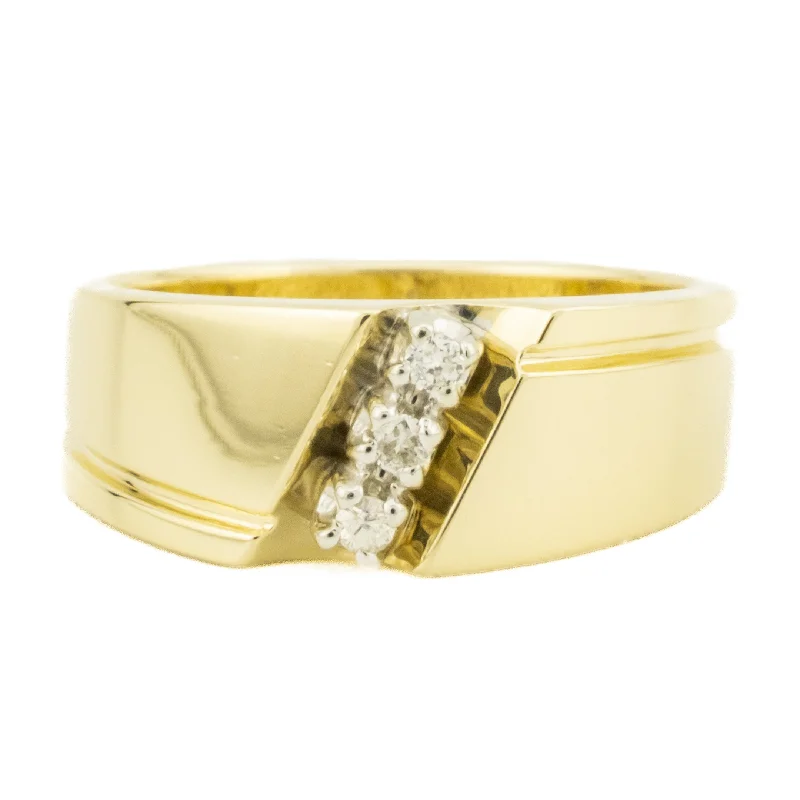 Ladies rings with faith motifs -Round Diamond Lady's Fashion Band Ring in 14K Yellow Gold - Size 5.5