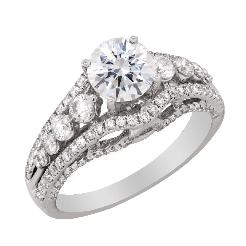 Ladies engagement rings multi-band vows -WHITE GOLD ENGAGEMENT RING SETTING WITH MODERN DIAMOND STYLING, .86 CT TW