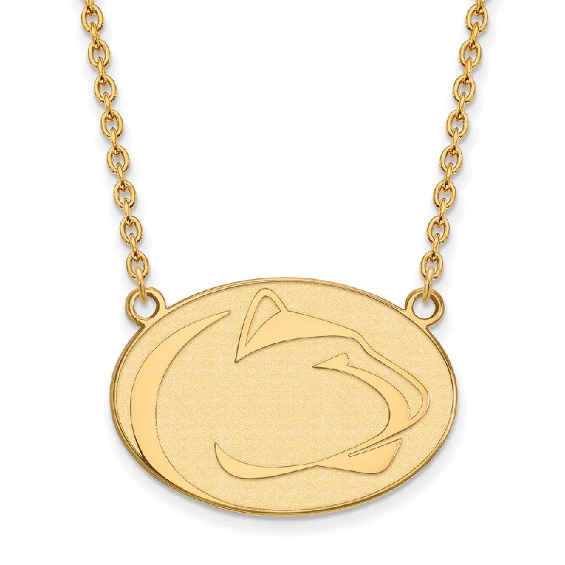 ladies-artisan-pendant-necklaces-14k Gold Plated Silver Penn State Large Pendant Necklace