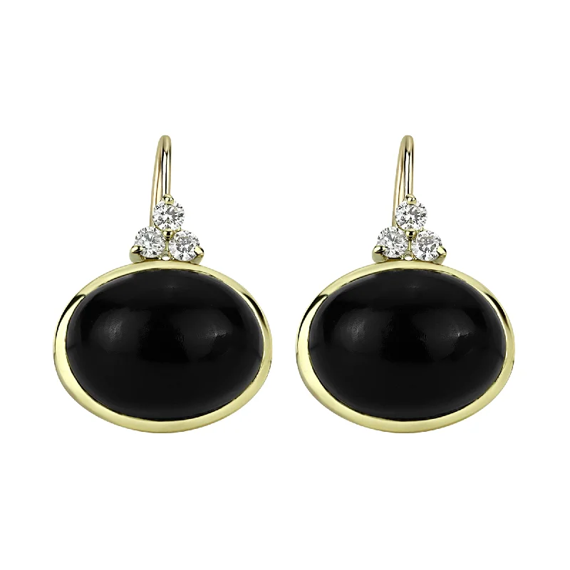 Ladies earrings pastel hues -Earrings - Black Onyx And Diamond