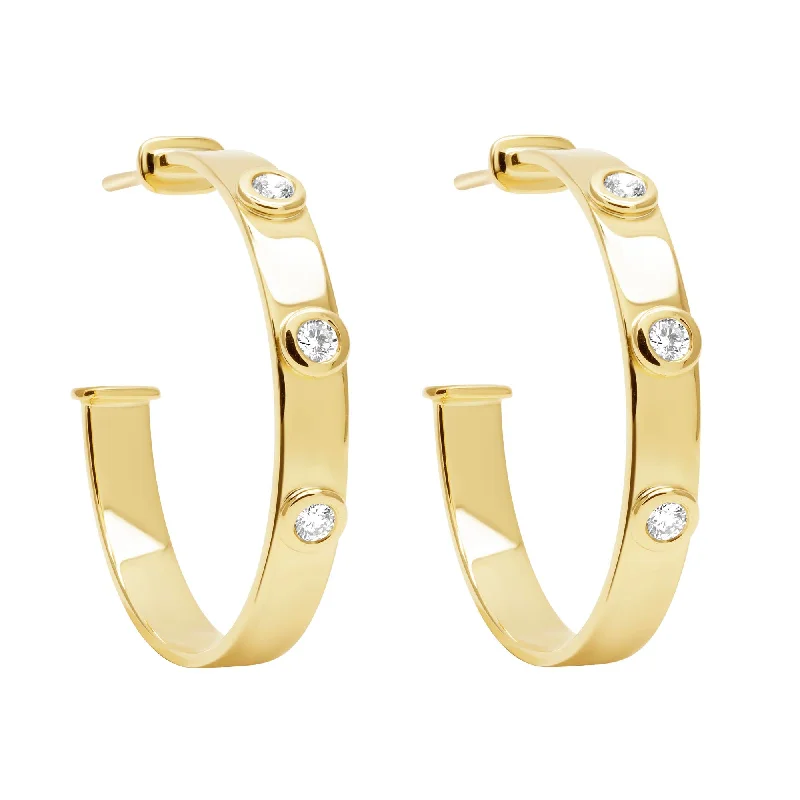 Ladies earrings for spa charm -Earrings - Diamond In 18k Gold