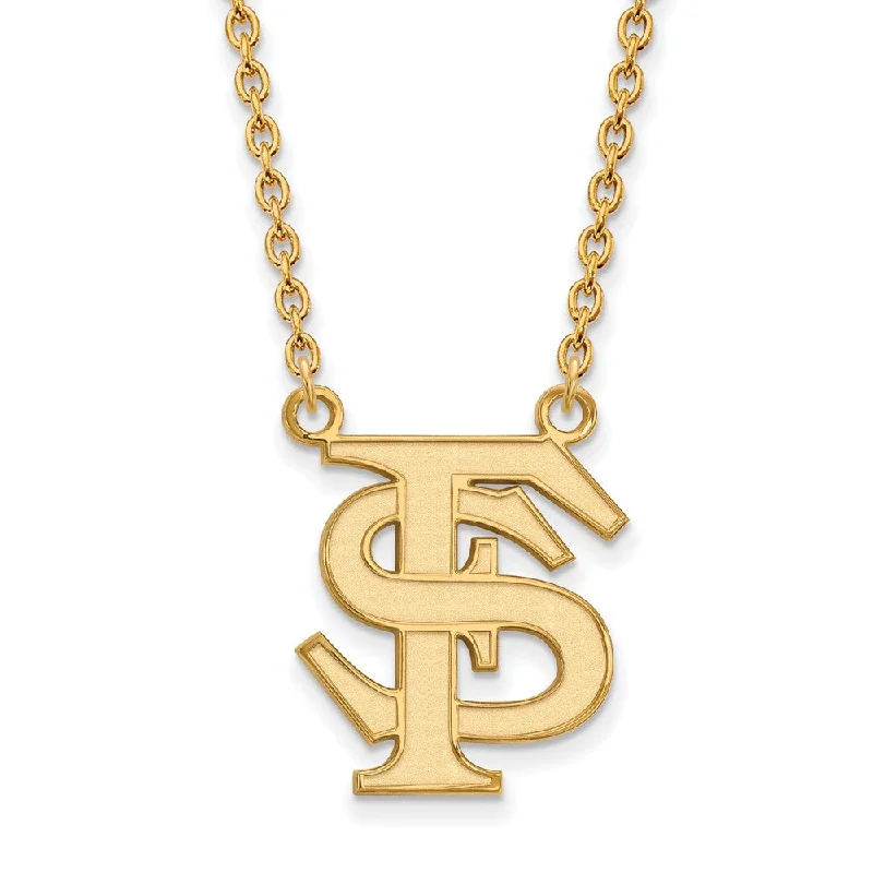 ladies-diamond-cable-chain-necklaces-10k Yellow Gold Florida State Large 'FS' Pendant Necklace