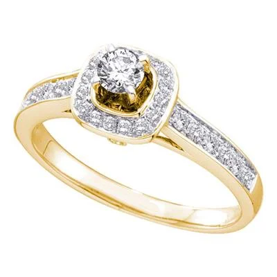 Ladies engagement rings with dawn calcite -14K YELLOW GOLD ROUND DIAMOND SOLITAIRE BRIDAL ENGAGEMENT RING 1/2 CTTW (CERTIFIED)