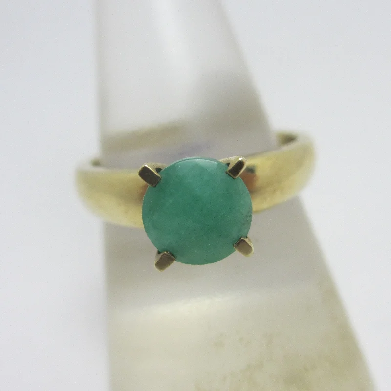 Ladies rings with sage moss agate -Solitaire Emerald in 9k Gold Ring Vintage c1980