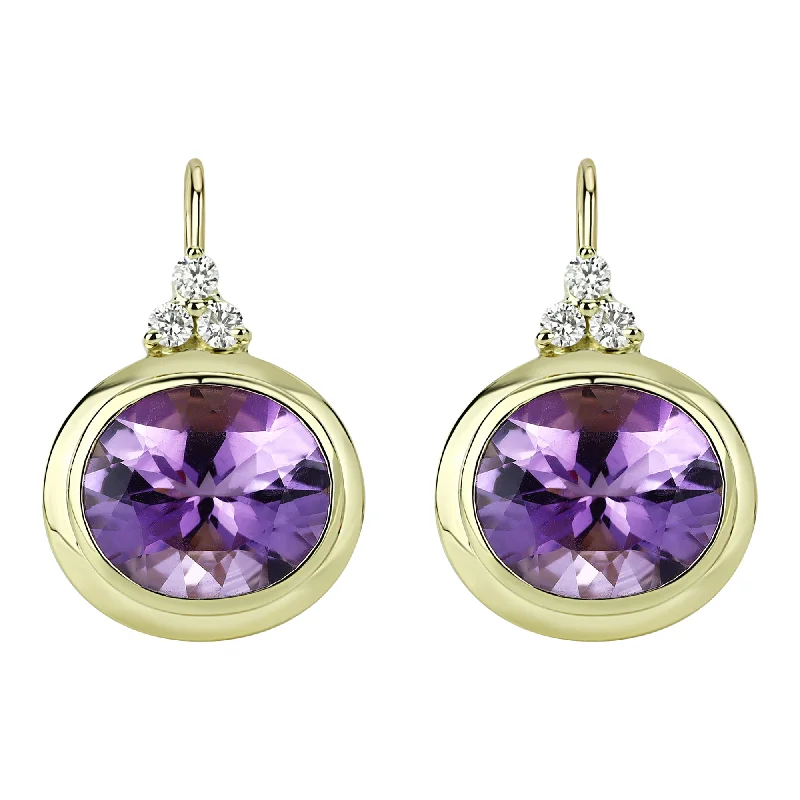 Ladies earrings subtle elegance -Earrings - Amethyst And Diamond