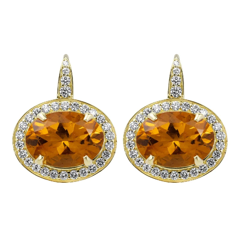 Ladies earrings cute elegance -Earrings - Citrine And Diamond (2361D)