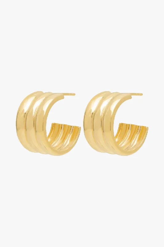 Ladies earrings for bold charm -Bold Soul Triple Hoop Earrings Goldplated