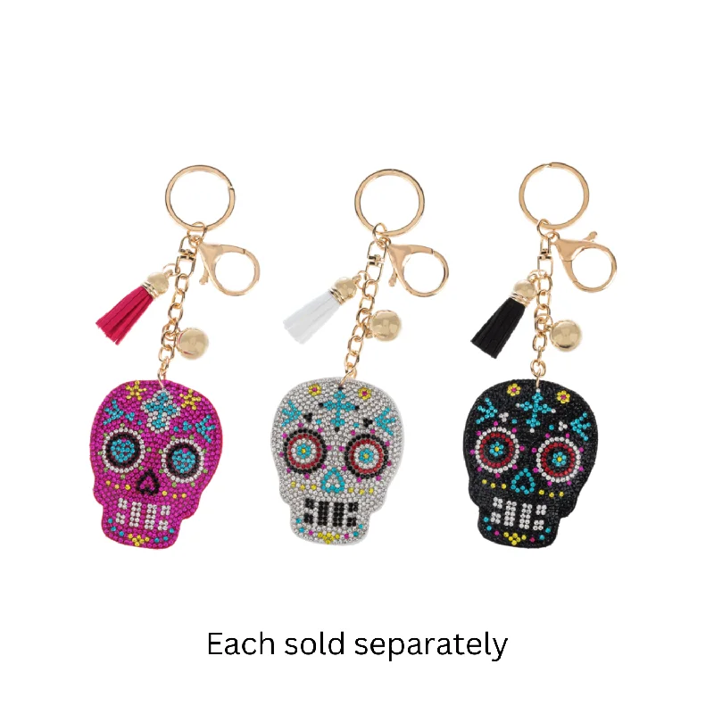 Ladies rings woven brilliance -Sugar Skull Beaded Keyring 2.5"