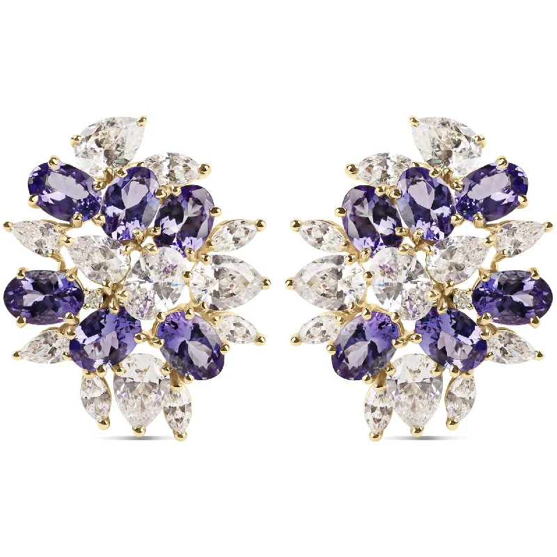 Ladies earrings for maker vibes -Earrings - Tanzanite, Crystal and Diamond