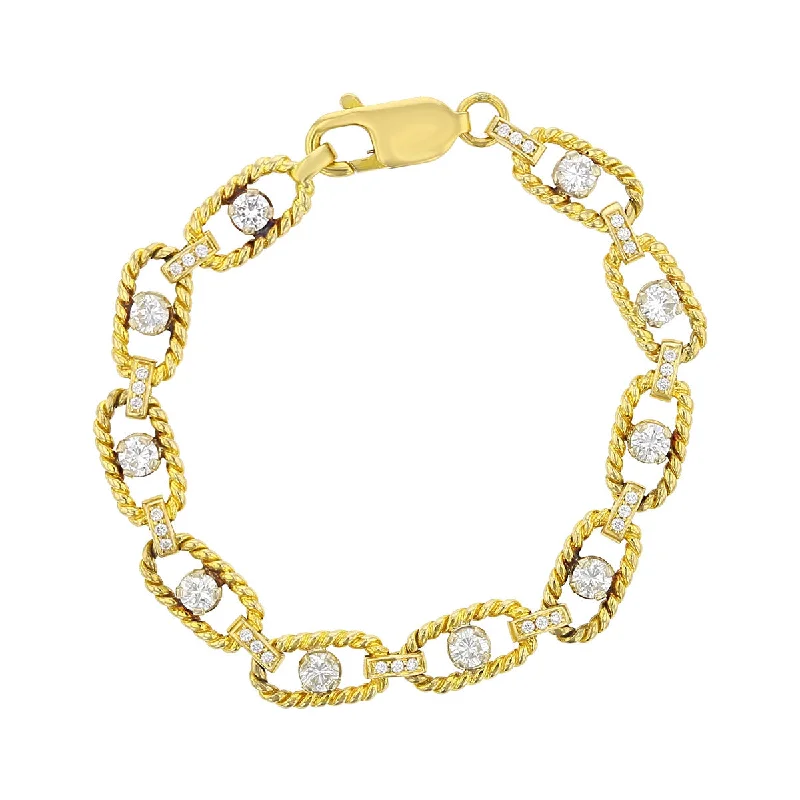 ladies-bohemian-woven-cord-bracelets-Diamond Twisted Link Bracelet in 14K and 18K Gold