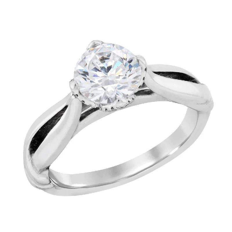 Ladies engagement rings quirky vows -WHITE GOLD ENGAGEMENT RING SETTING WITH HIDDEN HALO, .09 CT TW