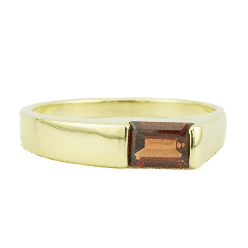 Ladies rings with joy inscriptions -0.58ct Solitaire Baguette Garnet Gemstone Ring 14K Yellow Gold - Size 6.75