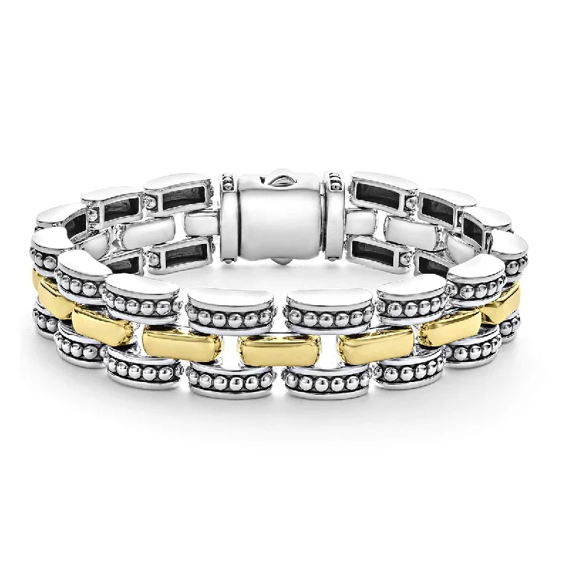 ladies-silver-diamond-bracelets-Gold Caviar Link Bracelet