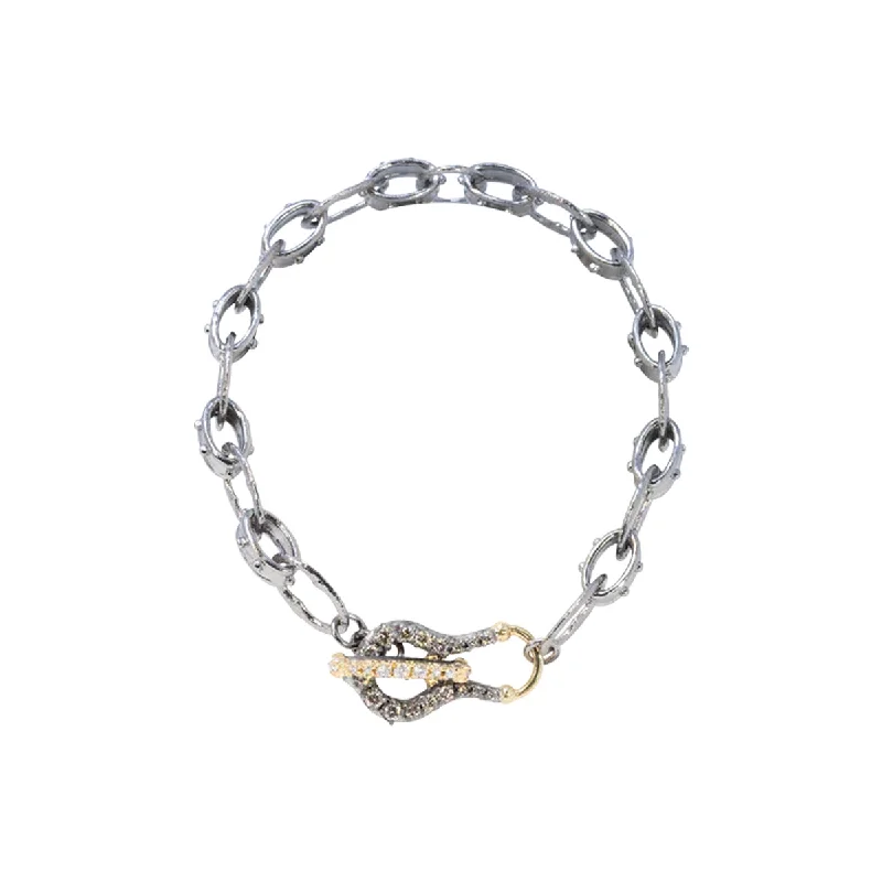 ladies-gold-link-chain-bracelets-Open Link Bracelet with Toggle Clasp