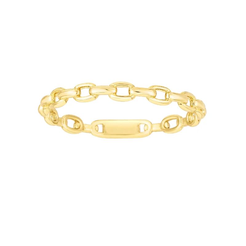 Ladies rings with gate motifs -14K Yellow Gold Oval Links Ring