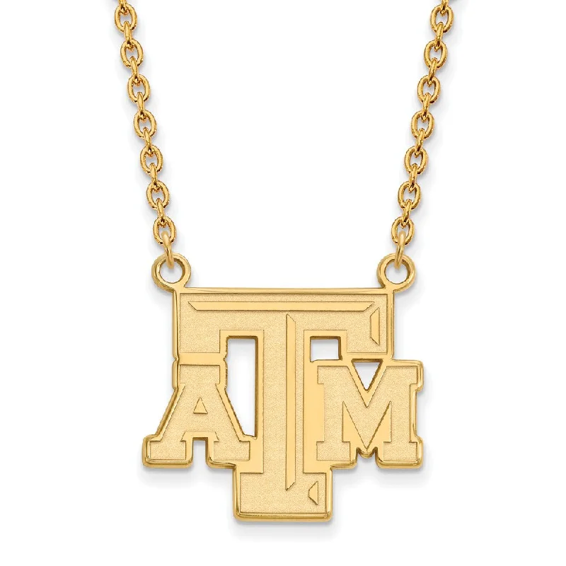 ladies-artisan-pendant-necklaces-14k Yellow Gold Texas A&M U Large Pendant Necklace