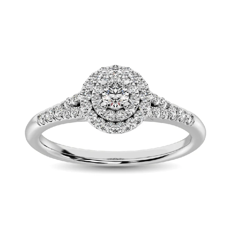 Ladies engagement rings for fashion love -Diamond 1/3 ct tw Round-cut Engagement Ring in 10K White Gold