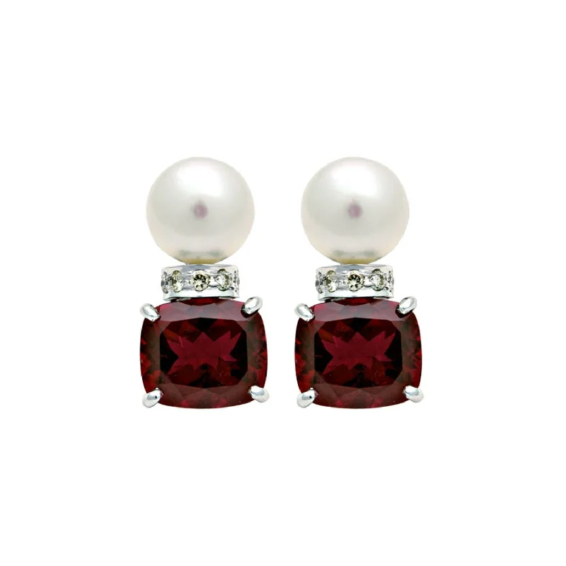 Ladies earrings for memorable moments -Earrings- Rubellite, South Sea Pearl And Diamond