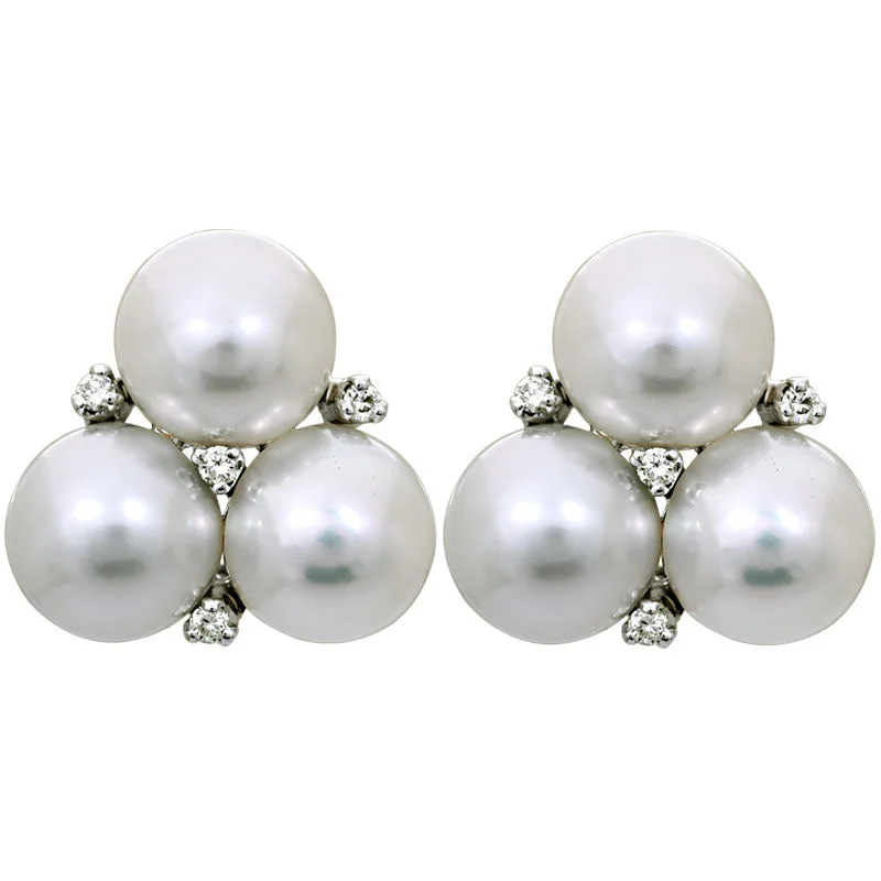 Ladies earrings celestial shine -Earrings-South Sea Pearl and Diamond