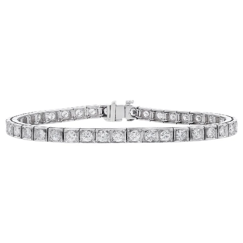 ladies-classic-woven-cord-bracelets-Mid-Century Platinum 7-Inch Diamond Line Bracelet