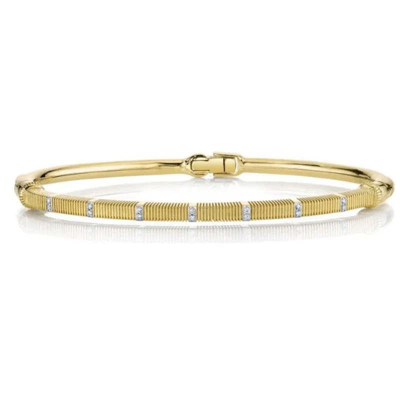 ladies-heart-woven-cord-bracelets-18K Yellow Gold Diamond Bangle Bracelet