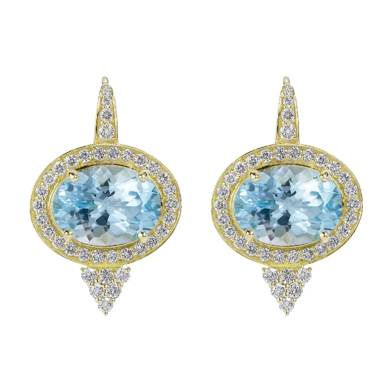 Ladies earrings for outing charm -Earrings - Blue Topaz And Diamond (2357D)