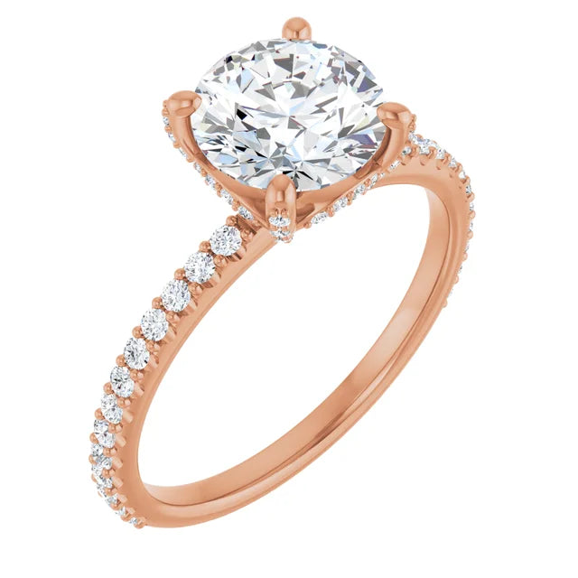 Ladies engagement rings for getaway unions -DIOR 14K Rose Gold Hidden Halo Round Lab Grown Diamond Engagement Ring