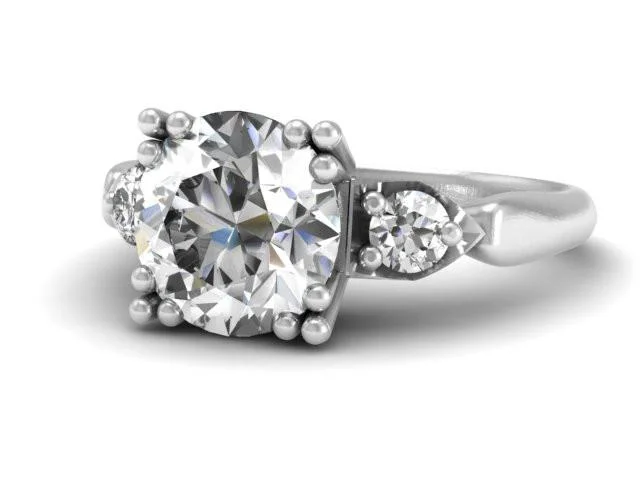 Ladies engagement rings with lime sapphire -Bostonian Monroe Vintage Classic Engagement Ring