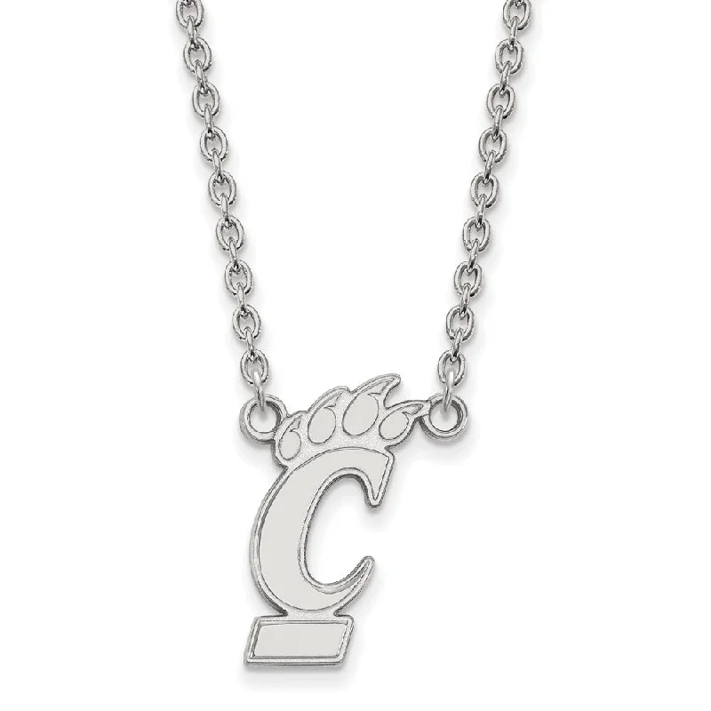 ladies-birthstone-station-necklaces-14k White Gold U of Cincinnati Large Pendant Necklace