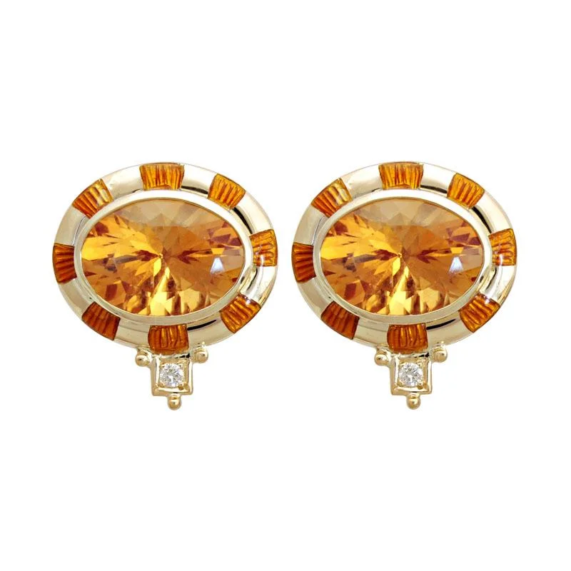 Ladies earrings for vision vibes -Earrings - Citrine and Diamond (Enamel)