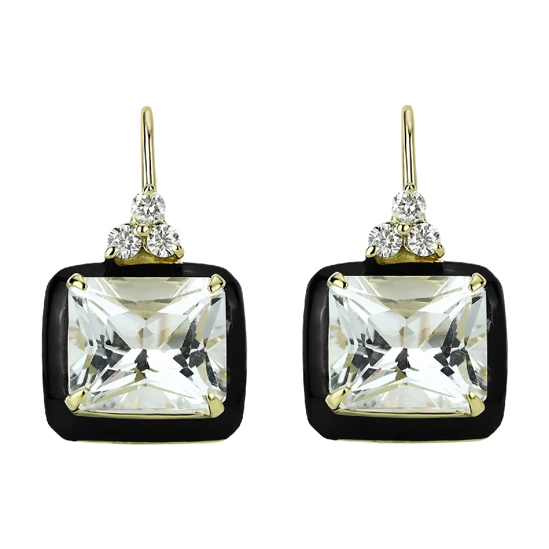 Ladies earrings featherlight drops -Earrings - Crystal And Diamond (enamel)