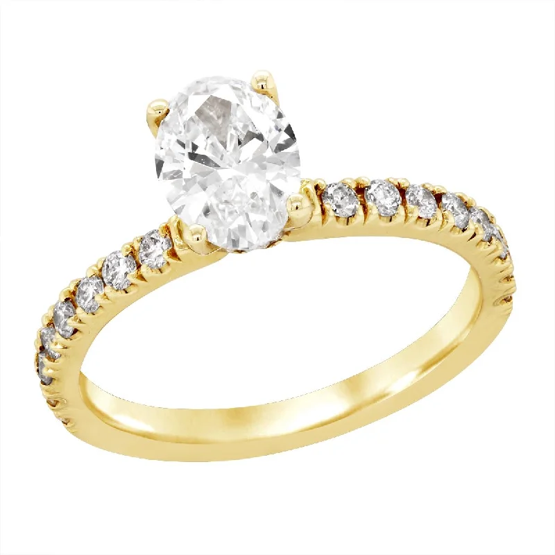 Ladies engagement rings with coal jet -CLASSIC YELLOW GOLD ENGAGEMENT RING WITH LAB GROWN DIAMOND CENTER, 1.48 CT TW