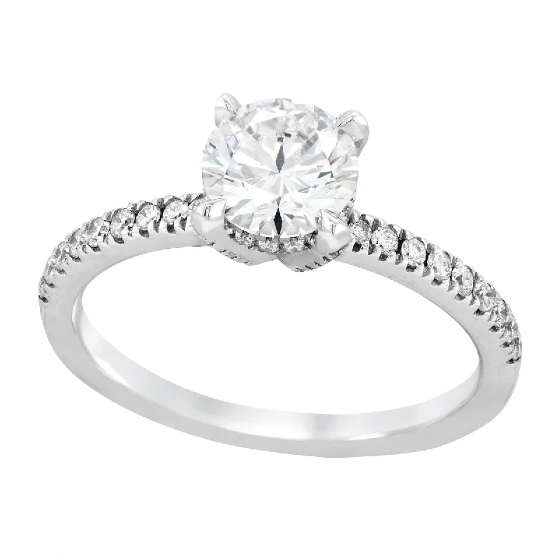 Ladies engagement rings for active vows -CLASSIC WHITE GOLD ENGAGEMENT RING WITH LAB GROWN DIAMONDS, 1 1/4 CT TW